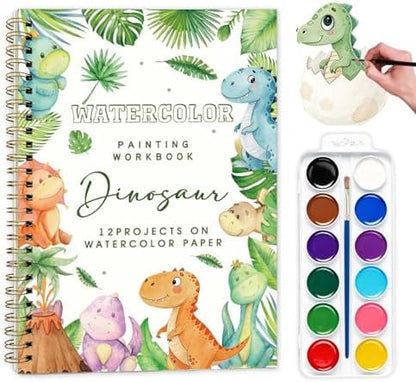 Dinosaur Pattern Watercolor Workbook,Water Coloring Book with Animal Designs on Premium Paper,12 Beginner Friendly Sketched Illustrations,Perfect for Gifting to Spark Creativity & Joy for Adults by Unknown