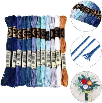 12 Skeins 105 Yards Blue Embroidery Thread Set for DIY Crafts - Image 7