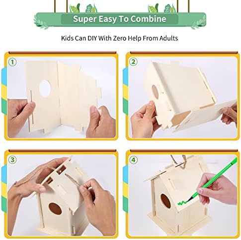 ILHSTY 30 Pack Large DIY Wooden Bird Houses Kits for Kids, Kids Crafts Wood Houses for Parties, DIY Crafts and Art Birdhouse Kits for Children to Build and Design - Image 5