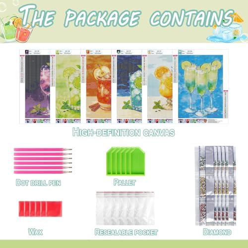 DOTSOPS 5D 6 Pcs Juice Diamond Painting Kits for Adults Diamond Art Kits - Image 3
