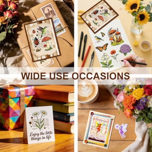 6Pcs Flower Clear Stamps for Card Making, Mushroom Silicone Stamps for Crafting & DIY Scrapbooking, Butterfly Journaling Decor,Flower Fairies,Birthday Words with Blessings - Image 6
