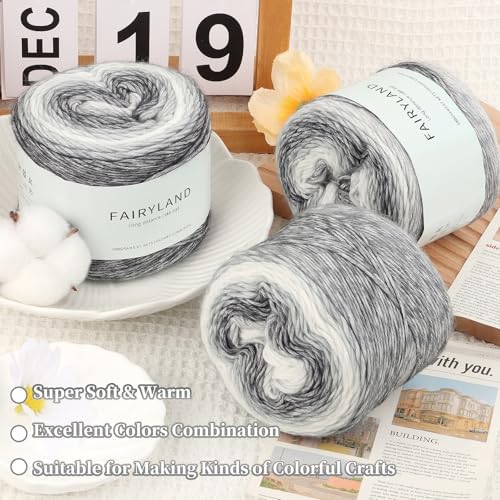 Aeelike Cake Yarn for Crocheting, Soft Ombre Crochet Yarn, Ink Gradient - Image 5