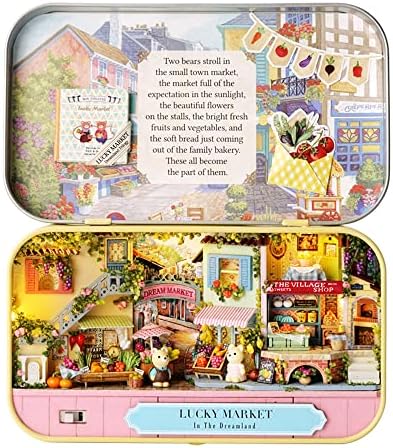 Kisoy Dollhouse Miniature with Furniture Kit, Handmade DIY House Model for Teens Adult Gift (Lucky Market) by Kisoy