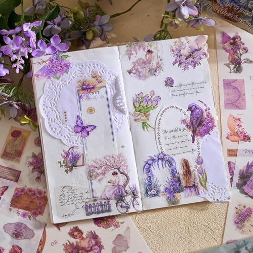 Pre-Cut Vintage Stickers for Journaling, 550+ Washi Sticker Book for Scrapbooking Ephemera for Junk Journal Supplies, Aesthetic Butterfly Flower Label Scrapbook Stickers for Adults DIY Arts Crafts - Image 7