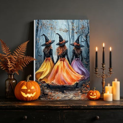 NAIMOER Halloween Witchs Paint by Numbers Kits for Adults Beginner with Wooden Framed, Fall Forest Color by Numbers on Canvas Painting Kits for Adults, Easy Paint DIY Acrylic for Home Decor 8X12 Inch - Image 2