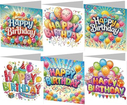 jinglinhh 6pcs Happy Birthday Diamond Art Painting Greeting Cards with Envelopes, DIY Card Making Kits for Adults, Diamond Art Postcards Christmas Cards Craft Gifts by Unknown