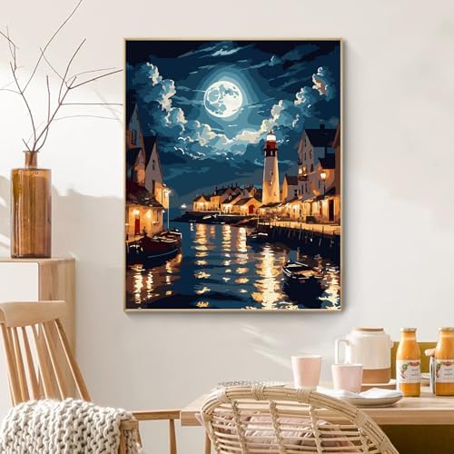 PRASIO Paint by Numbers Kit for Adults Beginner, Landscape Adult Paint by Number Kits on Canvas, DIY Acrylic Watercolor Oil Paint by Number for Adults for Home Decor Gift 16x20 Inch - Image 2