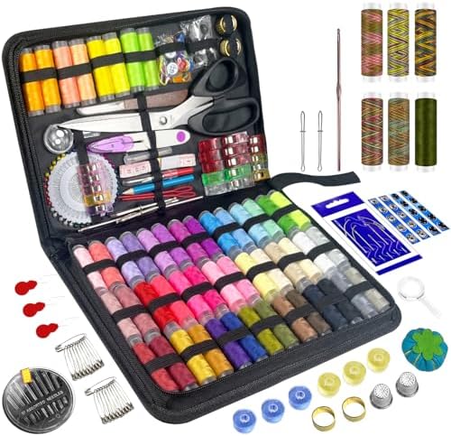 305Pcs Sewing Kit for Adults, 56Color Thread Spools, Portable Needle and Thread Kit for Sewing, with Scissors and Accessories for Adults, Beginner, Home, Travel, Emergency Sewing Kits by Pmbqifay