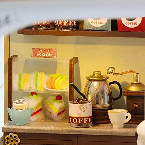 GuDoQi DIY Miniature Dollhouse Kit, Tiny House Kit with Music, 1:24 Scale, Handmade Crafts Gift for Christmas Day Birthday, Lovely Cats' Coffee Shop - Image 5