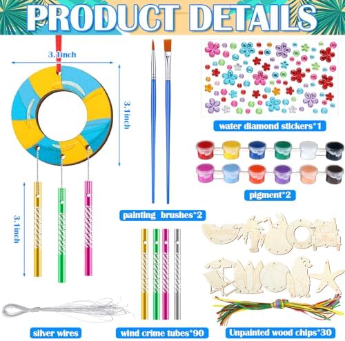 JellyArch Summer 30 Pack DIY Wind Chime Kit Art and Crafts - Image 3