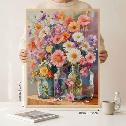 Amphol Paint by Numbers Kit for Adults - Boho Cosmos Floral DIY Paint by Number Canvas Art Kit, 16x20in Unframed Oil Painting by Number Kit, Relaxation and Home Decoration, Complete Acrylic Paint Set - Image 6