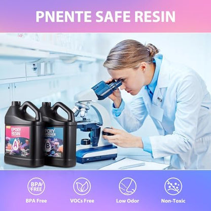Pnente Artist-Grade Epoxy Resin – Self-Leveling, Zero Bubbles & 5-Year UV Guard for River Tables, Jewelry, Resin Art – Beginner-Friendly 1:1 Mix, Non-Toxic & Non-Yellowing (2 Gallon) - Image 5