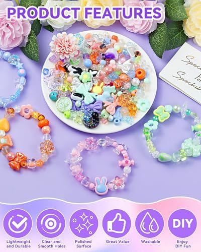 FIVEIZERO 640PCS Assorted Acrylic Beads for Jewelry & Bracelet Making - Image 3