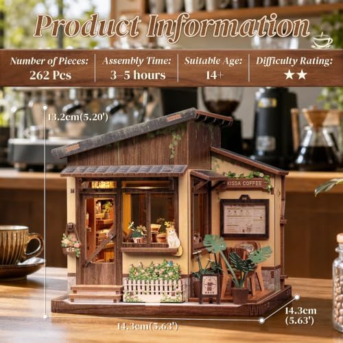 Cutefun Book Nook Kits for Adults, DIY Miniature House Kit Coffee Shop - Image 4