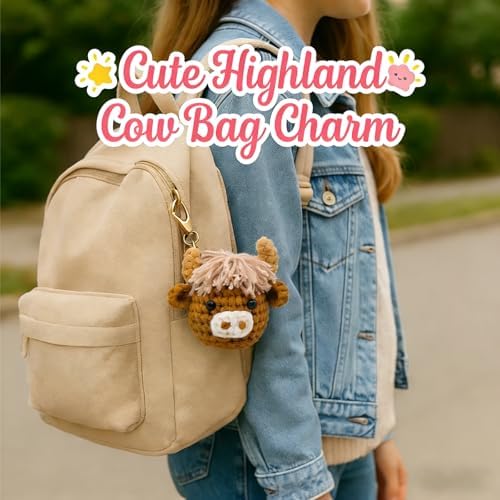 Crochet Kit for Beginners - 2 Pcs Highland Cow Crochet Starter Kit with Step-by-Step Video Tutorial, Easy Amigurumi Set for Adults, Women Learn to Crocheting Gift Idea - Image 4