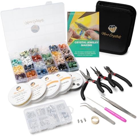 MineCrystals Jewelry Making Kit DIY Natural Crystal Chip Stones Beads Tools kit Jewelry Wires Findings Supplies Instruction Guide Gift Box for Adult Teens Craft Bracelet Earring Necklace - Image 5