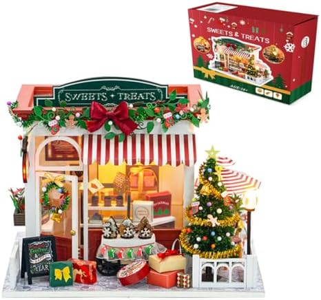 DIY Miniature House Kit for Adult and Teens, Christmas Candy House Building Kit for Family and Friends, Mini Wooden Dollhouse Kit for Halloween Christmas Birthday Gifts by Unknown