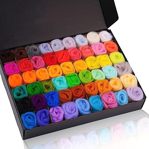 Wonvoc 54 Colors Needle Felting Wool, 9.5oz/270g Roving Wool by wonvoc
