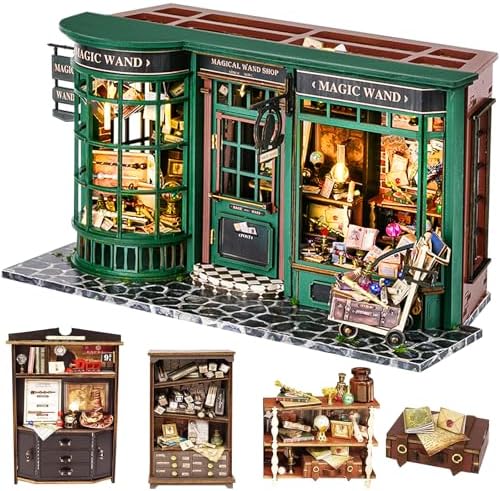 Roroom DIY Miniature House Kit, Magic Full House Book Nook Kit with LED Light, 3D Wooden Puzzle Miniature Dollhouse Kit for Bookshelf Decor-Creative Gift for Family and Friends by Roroom