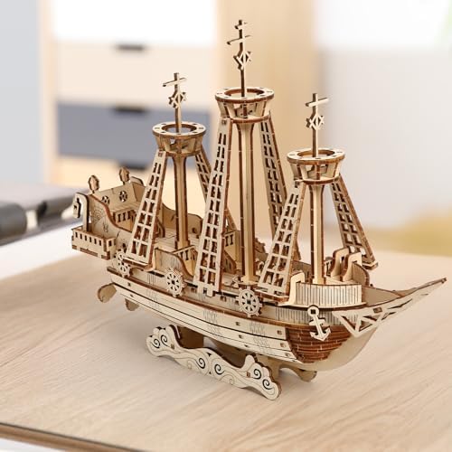 3D Wooden Puzzles for Adults, DIY Ship Model Building Kit - Image 5