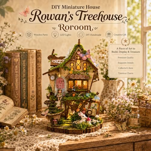 Roroom DIY Miniature House Kit, Fairy-Tale Treehouse Dollhouse Kit - Image 3