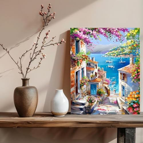 xcemhil Landscape Paint by Numbers Kit for Adults Beginner, Landscape Paint by Numbers for Adult, Acrylic Paint by Number Kits Suitable for Home Wall Art Decor Gifts 16x20 Inch - Image 3