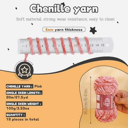 LUNARM Chenille Yarn for Crochet Knitting Chunky Blanket Velvet Yarn - Image 6