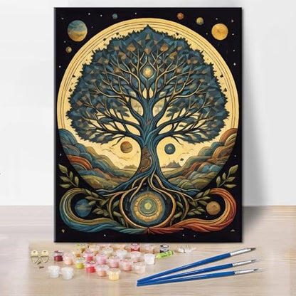 TUMOVO DIY Paint by Number Tree Paint by Numbers for Adults Abstract Moon Adult Paint by Numbers Kids on Canvas Wall Art Paint by Numbers for Adults Beginner 16x20 inch by TUMOVO