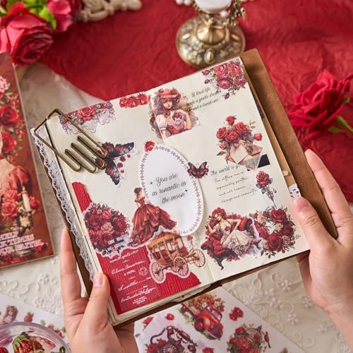 Washi Sticker Book for Scrapbook, 450+ Pre-Cut Scrapbooking Stickers, Vintage People Flowers Aesthetics Stickers for Adults and Teens, Junk Journal Supplies for Journaling Decorative DIY Arts Craft - Image 5
