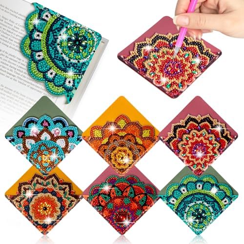 WIVICO 6Pcs Diamond Painting Bookmarks, Diamond Pearl Art Kits for Adults by WIVICO