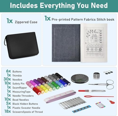 OJJ 2026 New Embroidery Stitch Book Kit, 106 Patterns with Tools & Tutorials, 86 PCS Beginner Embroidery Kit, Portable All-in-One Hand Embroidery Book for Adults & DIY Craft Lovers - Image 5