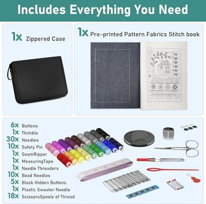 OJJ 2026 New Embroidery Stitch Book Kit, 106 Patterns with Tools & Tutorials, 86 PCS Beginner Embroidery Kit, Portable All-in-One Hand Embroidery Book for Adults & DIY Craft Lovers - Image 5