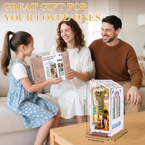 Book Nook Kit for Adult Teen Miniature Garden House with LED Light - Image 4
