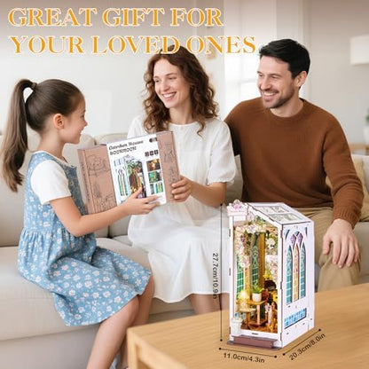 Book Nook Kit for Adult Teen Miniature Garden House with LED Light - Image 4
