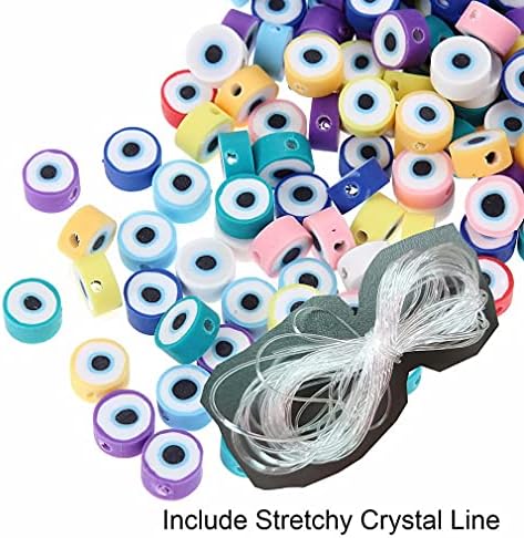 100pcs Colorful Evil Eye Polymer Clay 10mm Spacer Beads for Women Jewelry Making DIY Bracelet Necklace Hair Clip Accessories (Evil Eye) - Image 3