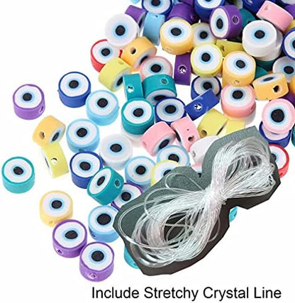 100pcs Colorful Evil Eye Polymer Clay 10mm Spacer Beads for Women Jewelry Making DIY Bracelet Necklace Hair Clip Accessories (Evil Eye) - Image 3