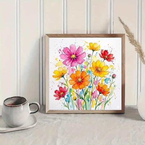MaiMMaledy Paint by Numbers Kit for Adults Beginners with Framed Canvas Pictures Drawing Painting Acrylic Pigment with Wooden Triangle Easel 10Lx10W inch Watercolor Gesang Flower - Image 4