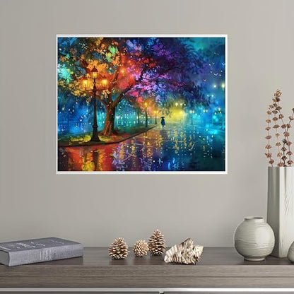 5DDIYART Evening Walk on Rainy Day Street Paint by Numbers for Adults Beginner, Paint by Number Kits on Canvas, Easy Acrylic Oil Painting Home Wall Decor 16x20inch - Image 5