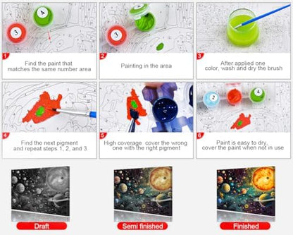 TUMOVO Adults Paint by Number Kits Planets & Vibrant Nebula Digital Art - Image 6