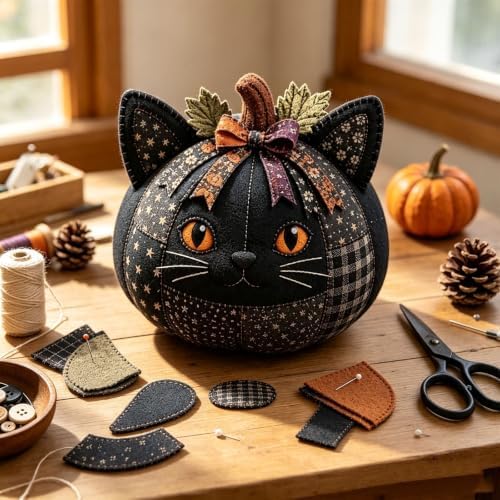DIY Animal Pumpkin Sewing Kit - Autumn Fabric Animal Pumpkin Craft Set for Adults Beginners - Thanksgiving Handmade Fall Patchwork Craft Kit for Holiday Decor - Image 2