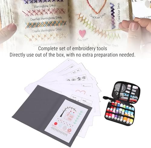 Fockety Embroidery Stitch Book Kit, Multiple Patterns DIY Book Embroidery Kit Beginner Stitch Sewing with Sewing Tools Hand for Beginners Enthusiast Adults & - Image 2