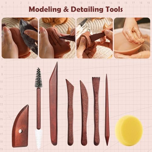 36PCS Pottery Tools and Supplies, Ceramic Polymer Tools Kit, Clay Tools Sculpting Set for Pottery Kiln, Pottery Wheel, Carving, Shaping, Dotting, Molding, Modeling, Air Dry Clay, Crafting Supplies - Image 5