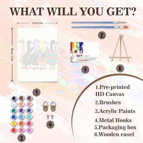 Duck Paint by Numbers Kit for Adults Beginner & Kids with Frame 8x12inch - Image 6