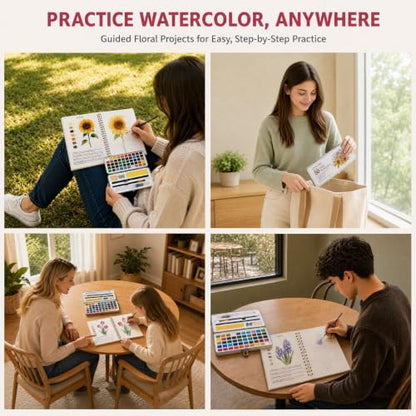 50 Colors Watercolor Paint Set with Watercolor Workbook for Adults - Image 6