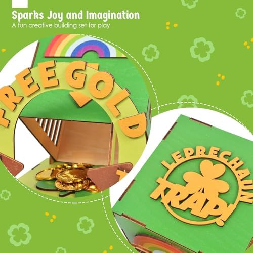 Gonoce St. Patrick's Day Decorations Leprechaun Trap Kit, Wooden St. Patrick's Day DIY Toys for Class, Irish Themed Leprechaun Trap Decorations - Image 4