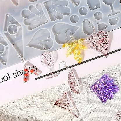 Attuslla Earring Silicone Resin Molds Earring Epoxy Resin Molds DIY Craft with Ear Hooks, Jump Rings for DIY Women Earrings, Pendants, Rings, Jewelry Craft Supplies - Image 7