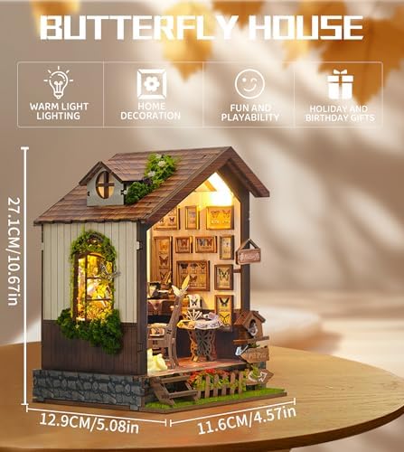 Roroom DIY Miniature House Kit, Botanical Butterfly Studio Dollhouse Kit - Image 4