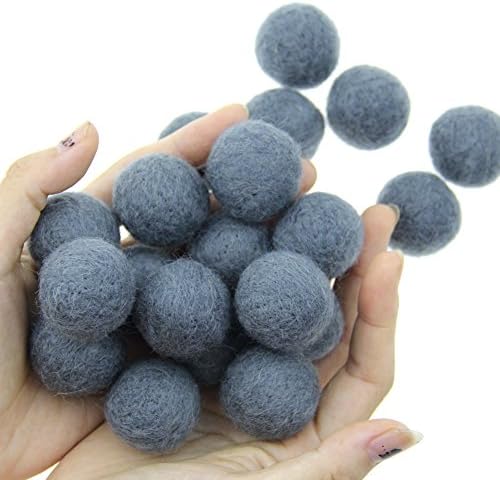 Zasy 30mm Needle Wool Felt Balls Foam Filled Wool Felt Pom Pom Home Decor DIY (Dark Grey) by Zasy