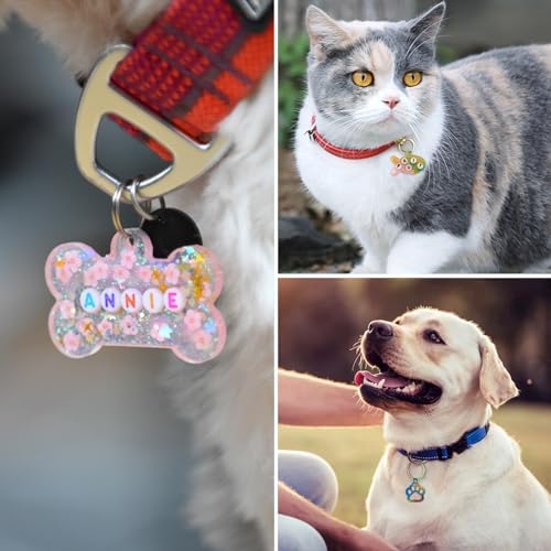 2Pcs Pet Tag Resin Molds Silicone Cute Heart Cat Dog Tag Molds Bone Shape Keychain Silicone Resin Molds for Epoxy DIY Keychain Pendant Crafts Pet Dollar Bracelet Jewelry Making - Image 4