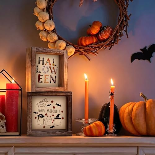 ElasignShopo 5 Sets Halloween Embroidery Kit for Adult Beginners Pumpkin Bat Embroidery Starter Kit Halloween Cross Stitch Kits Needlepoint Kits Includes Instruction 2 Hoops Color Threads Needles - Image 6